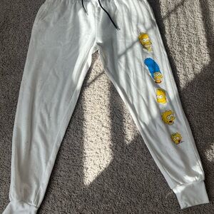 White Sweatpants with Tapered Leg and Decorative Accents